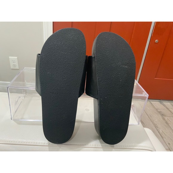 Tory Burch Black Leather Double T Logo Slides Sandals Women's Size - Picture 11 of 17